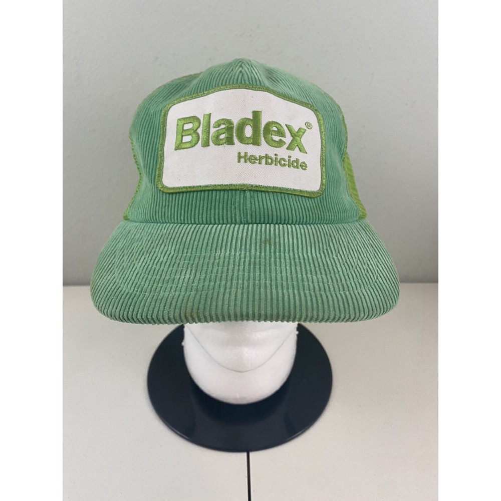 Vintage Bladex Herbicide Green Corduroy Mesh Trucker Snapback Hat Mens Shell